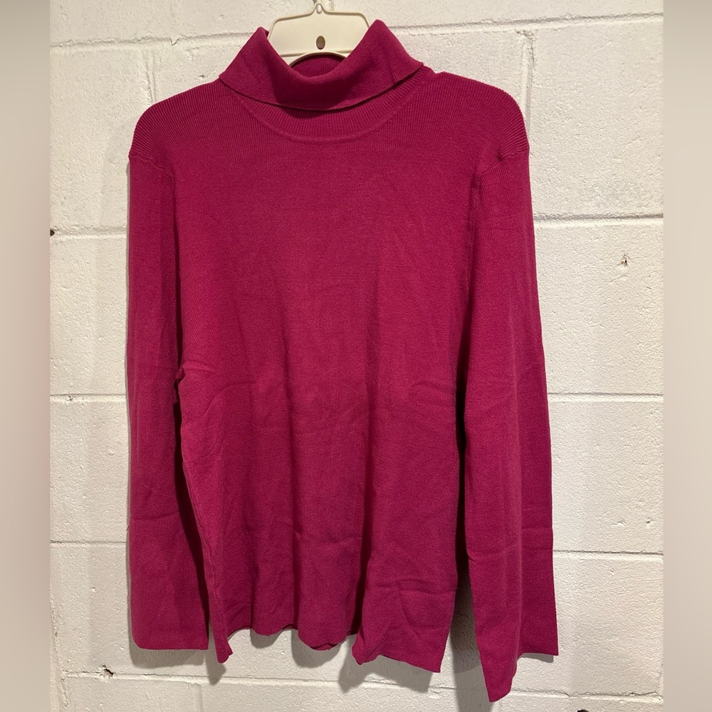 Women’s plus size pink ribbed turtleneck sweater